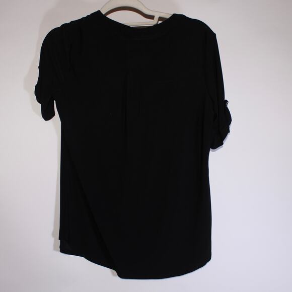Per Seption Concept Black Short Sleeve Blouse With Buttons Size S - Picture 2 of 3